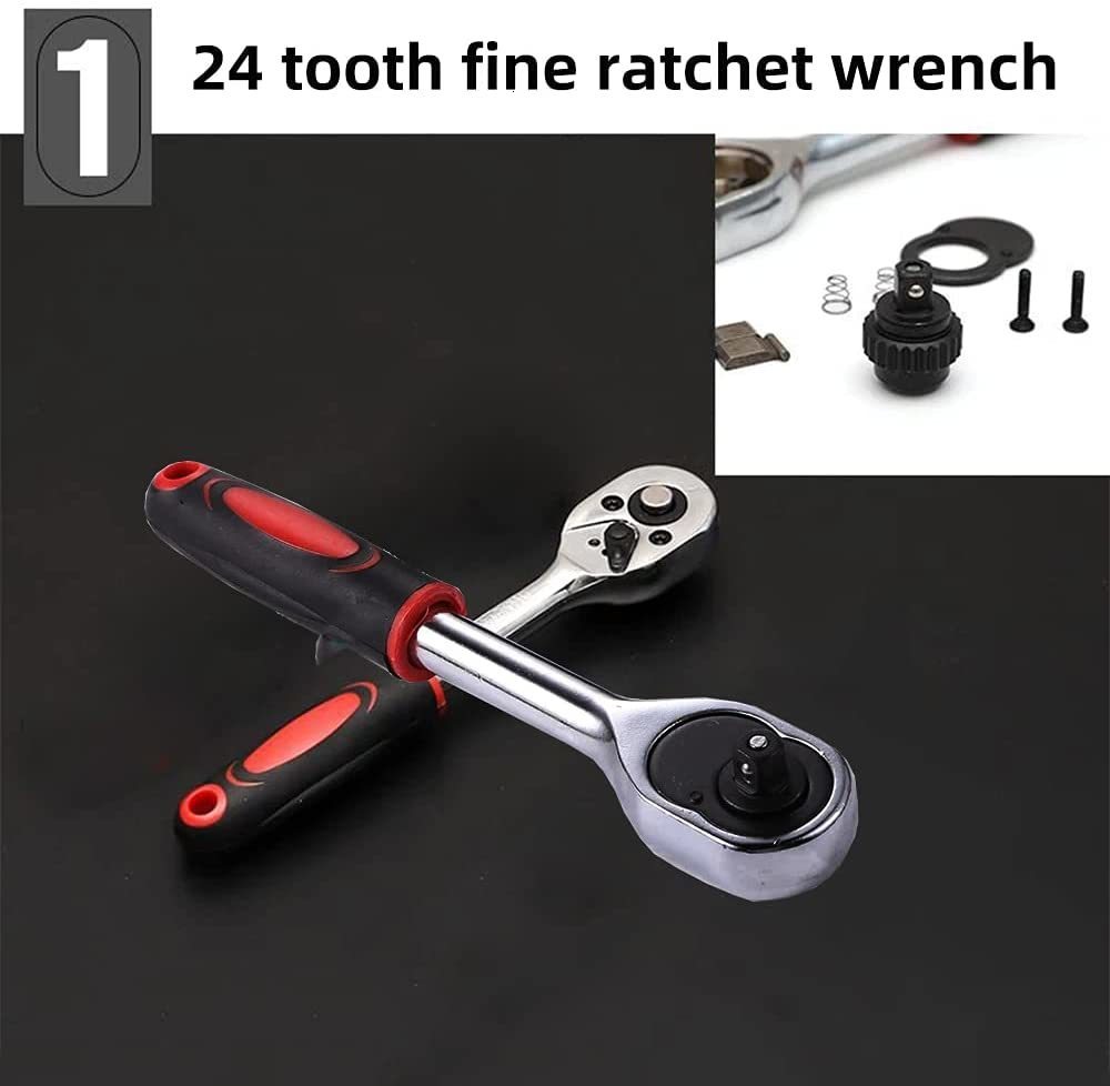 Other Hand Tools PcsSet Multifunctionl Ratchet Wrench Set Professional Mechanic Repair Combination Kit with Carry Case for Auto 230201 - view 5