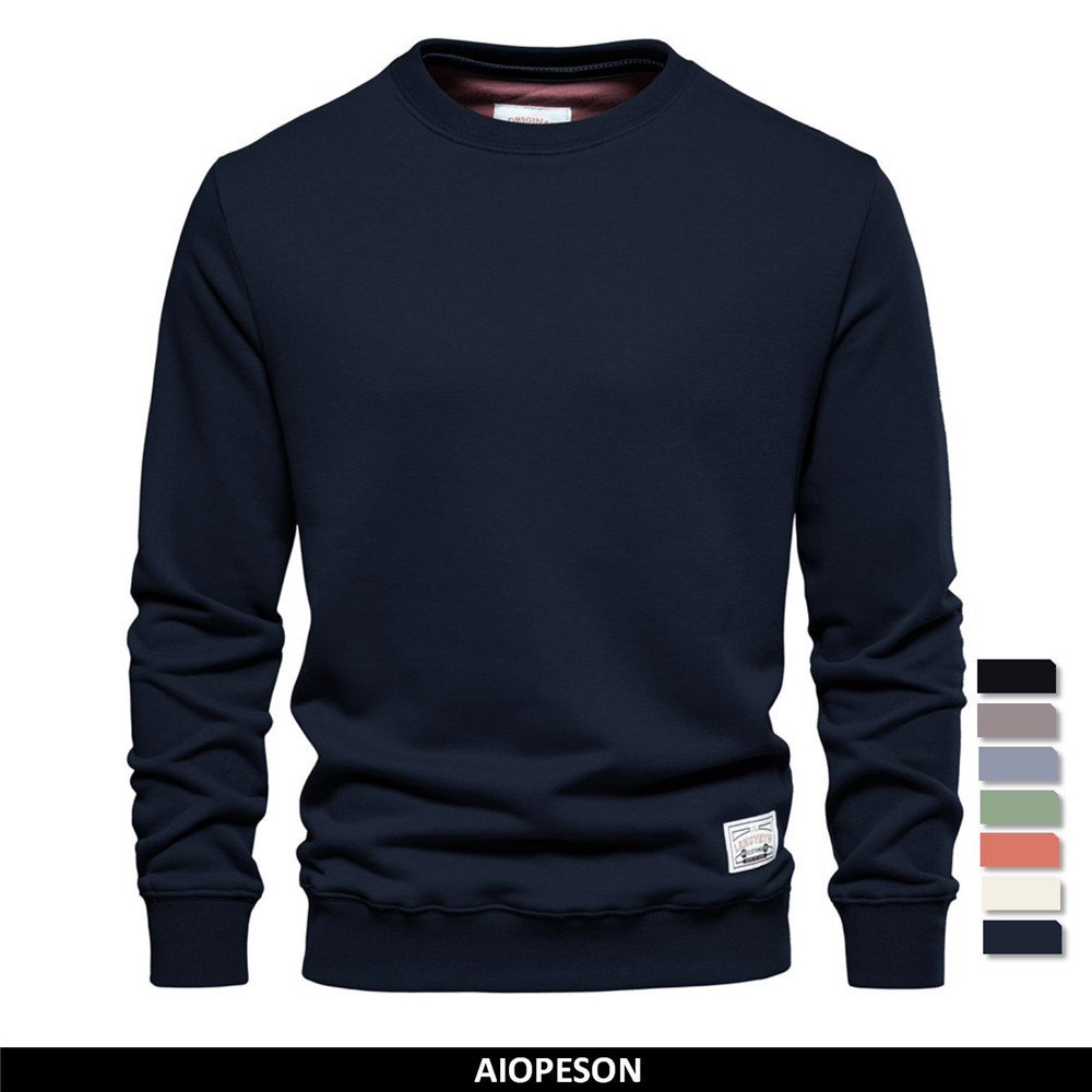 Men's Hoodies Sweatshirts AIOPESON Streetwear Cotton Casual Solid Color Long Sleeve Spring Men Quality Classic Mens Clothes 230202, Blue 
Men's Hoodies Sweatshirts AIOPESON Streetwear Cotton Casual Solid Color Long Sleeve Spring Men Quality Classic Mens Clothes 230202, Blue