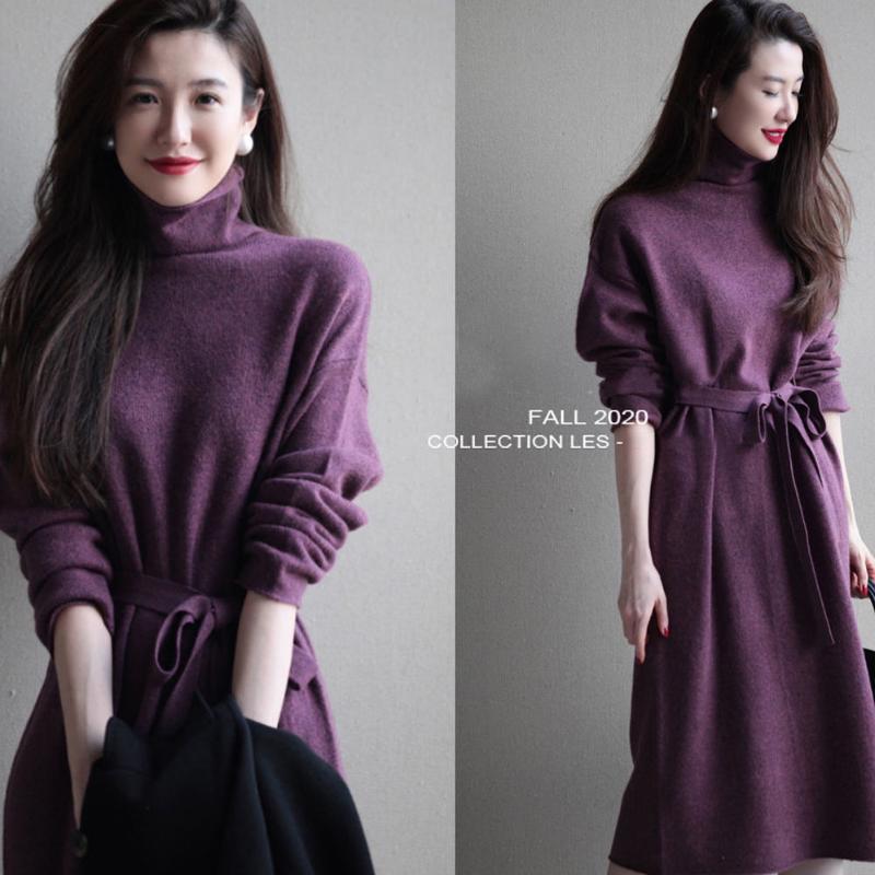 Casual Dresses Fashion High Neck Knitted Dress Women' Autumn And Winter Lace Up Waist Middle Length Sweater Simplicity, Photo
Casual Dresses Fashion High Neck Knitted Dress Women' Autumn And Winter Lace Up Waist Middle Length Sweater Simplicity, Photo