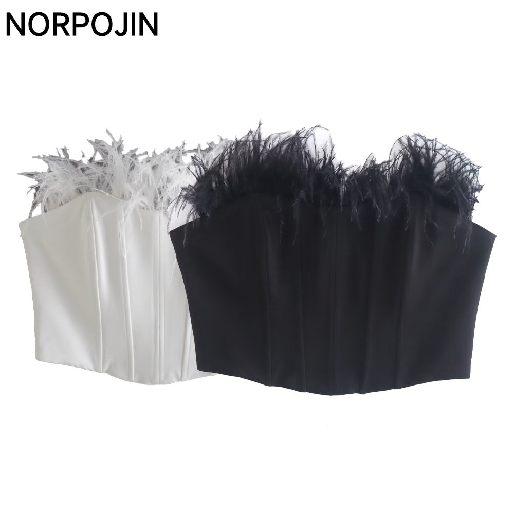 Women' Tanks Camis White Feather Corset Top Women Elegant Tube Chic Lady Fashion Crop with Black Feathers Clubwear Party Prom Clothing 230202
Women' Tanks Camis White Feather Corset Top Women Elegant Tube Chic Lady Fashion Crop with Black Feathers Clubwear Party Prom Clothing 230202