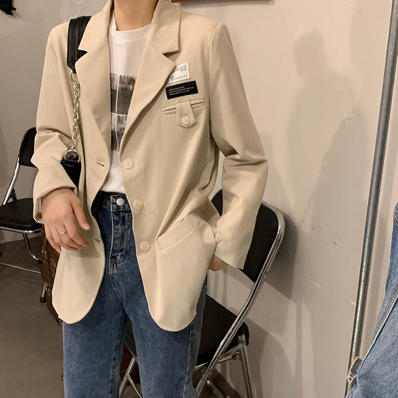 Women's Suits & Blazers Autumn Casual Women Notched Collar Female Single-breasted Long Sleeve Loose Patchwork Pockets Outwear C034Women's, Beige
Women's Suits & Blazers Autumn Casual Women Notched Collar Female Single-breasted Long Sleeve Loose Patchwork Pockets Outwear C034Women's, Beige