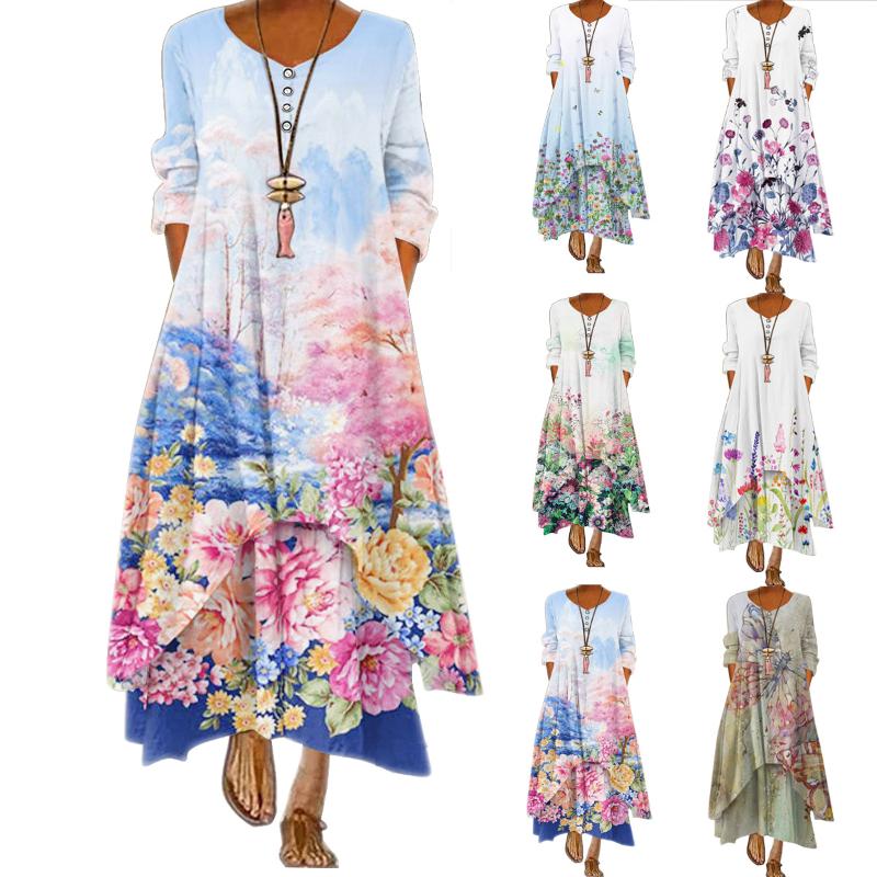 Casual Dresses Elegant Bohemian Floral Print Maxi Dress Autumn Women Button V-Neck Hem Irregular Wrap Party For Fashion Street Vestidos, 1709 lavender4
Casual Dresses Elegant Bohemian Floral Print Maxi Dress Autumn Women Button V-Neck Hem Irregular Wrap Party For Fashion Street Vestidos, 1709 lavender4