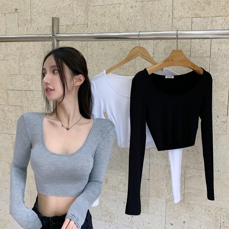 Women's T Shirts Style Sexy Low Cut Women Slim Close Fitting Short Base Shirt Pure Color Long Sleeve Show Chest Casual Femal ShirtWomen's, Black
Women's T Shirts Style Sexy Low Cut Women Slim Close Fitting Short Base Shirt Pure Color Long Sleeve Show Chest Casual Femal ShirtWomen's, Black