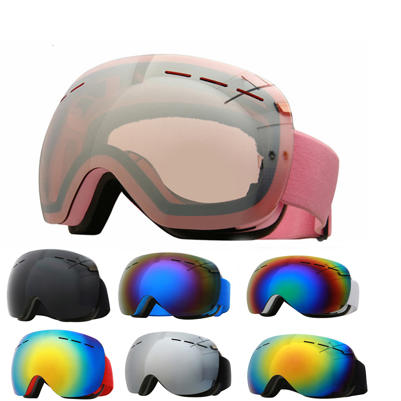 Outdoor Eyewear Ski Goggles Women Men Double Lens Anti-Fog Skiing Mask Accesories Snowboard Glasses Pink UV Windproof Big Snow 230201