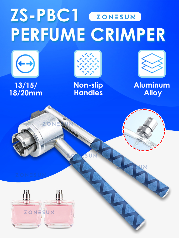 ZONESUN Perfume Bottle Sealing Machine Crimper Manual Handheld Vial Capping Spray Caps Sealing Tool Aluminum Alloy ZS-PBC1