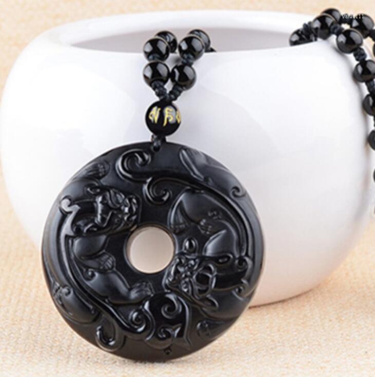 Pendant Necklaces Drop Obsidian Carving Circle Pixiu Amulet Necklace Jade Fine Jewelry
Pendant Necklaces Drop Obsidian Carving Circle Pixiu Amulet Necklace Jade Fine Jewelry