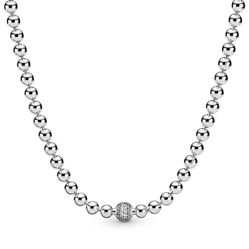 Pendant Necklaces Original Rose Beads Pave Crystal Sliding Chunky Infinity Knot 925 Sterling Silver Necklace For Europe Bead Charm DIY Jewelry G230202