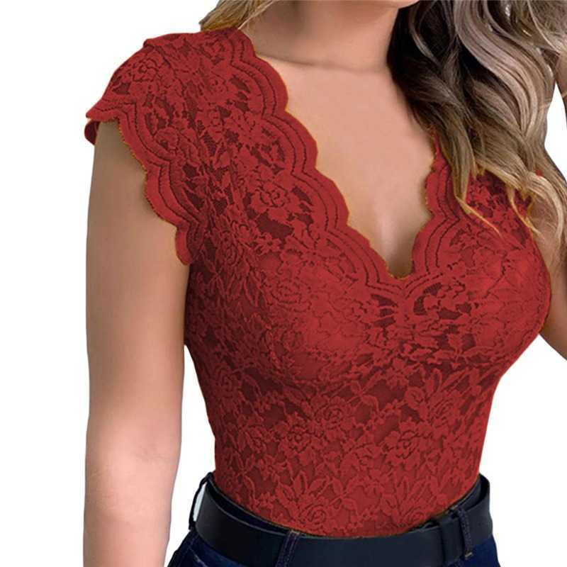 Women's Tanks Camis S-5XL Lace Blouses Shirts Sexy Club Female Acrylic Shirts Deep V Summer Fashon Tops Lace Sexy V Neck Sleeveless Fashon Top Y2