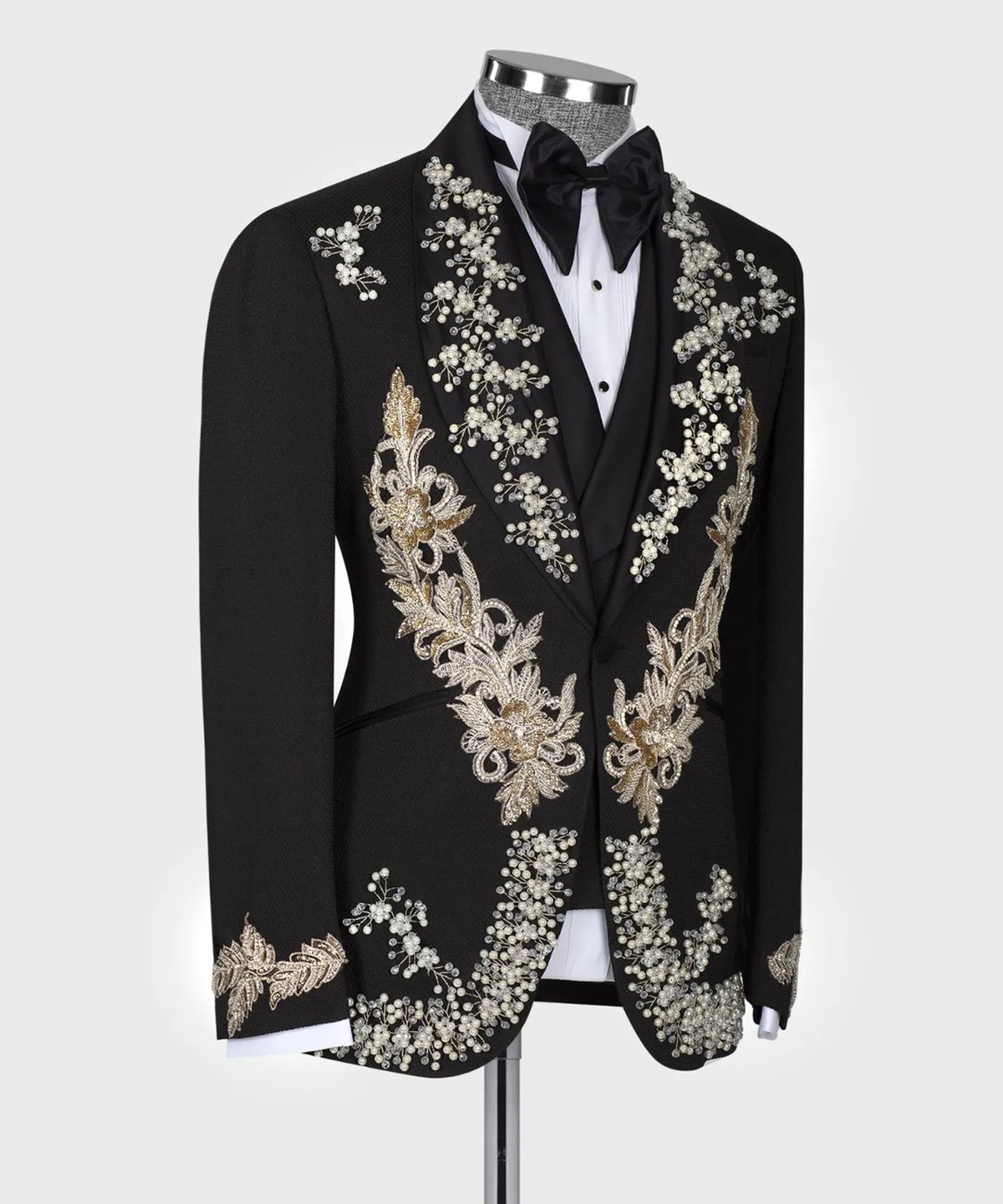 Luxury Men Wedding Tuxedos Tailor Made 3 Pieces Appliques Crystal Beading Pants Suits Formal Business Prom Party Tailored