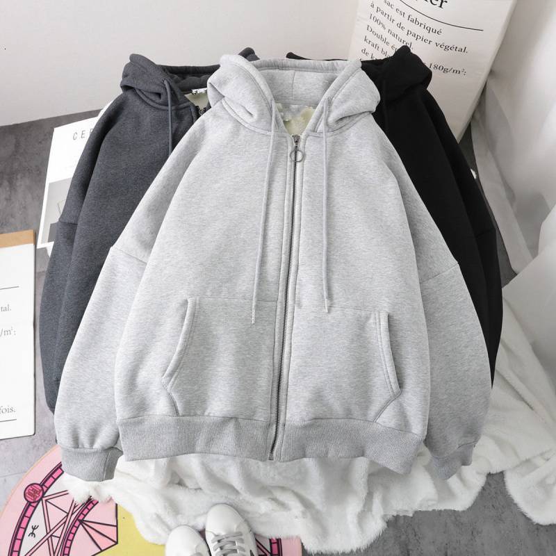 Women's Hoodies Sweatshirts Solid Oversized Hoodie Zipper Woman Clothes Winter Plus Velvet Loose All-match Coat Casual Sweatshirt Couple 230202, Black
Women's Hoodies Sweatshirts Solid Oversized Hoodie Zipper Woman Clothes Winter Plus Velvet Loose All-match Coat Casual Sweatshirt Couple 230202, Black