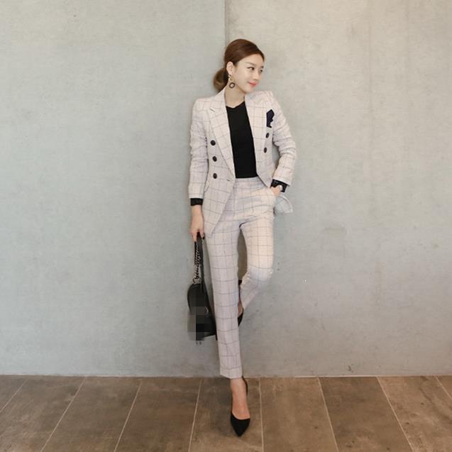 Women' Suits & Blazers Autumn Jacket And Pants Blazer Office Lady Double Button Two Pieces Suit Slim Plaid, Beige
Women' Suits & Blazers Autumn Jacket And Pants Blazer Office Lady Double Button Two Pieces Suit Slim Plaid, Beige