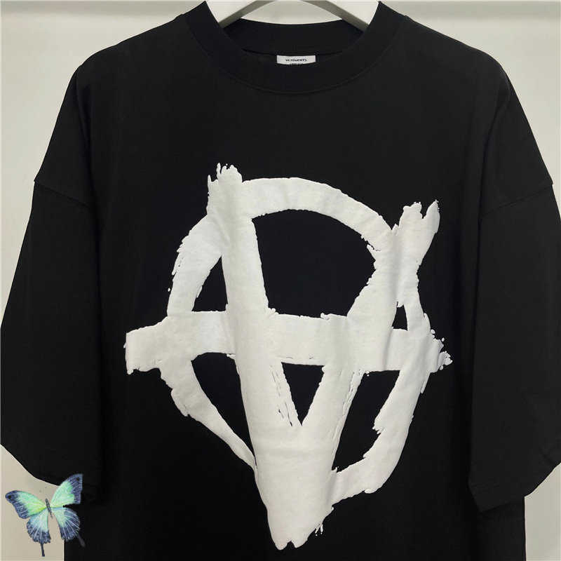 Men's T-Shirts High Version 2024 Summer New VETEMENTS Letter Print Men's And Women's Short Sleeve T-shirt Base T240316