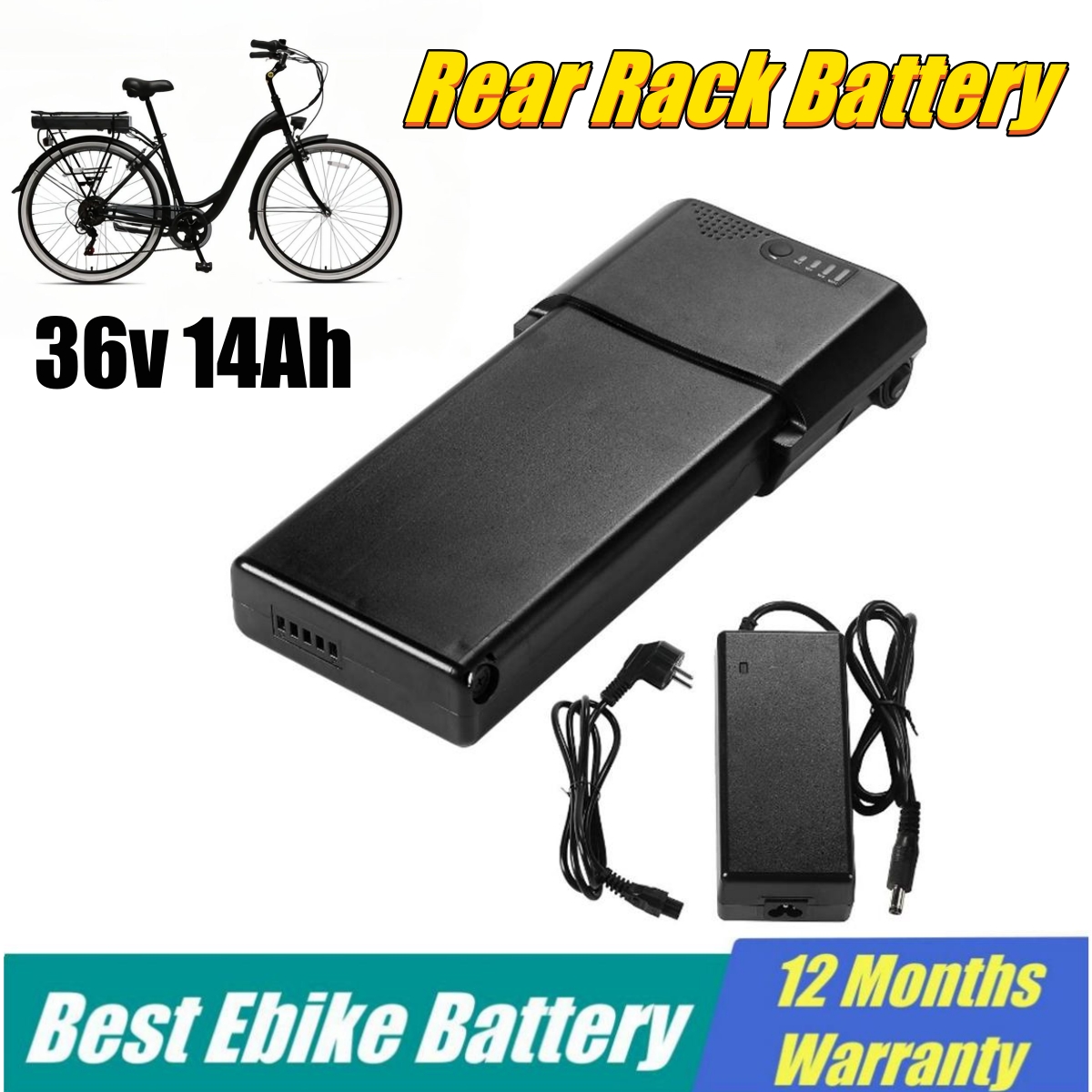 

Ansman bike replacement battery 36V rear rack ebike battery 8.8Ah 10.4ah 12.8Ah 14Ah electric bike batteries 250w 350w 500w