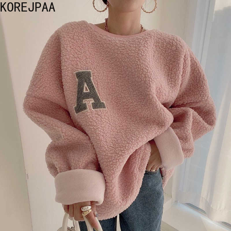 Women's Hoodies Sweatshirts Korejpaa Women Sweatshirt 2021 Autumn Korean Chic Embroidered Letter Loose Solid Color Long-Sleeved Lamb Wool Warm Pullovers Y2302, Apricot
Women's Hoodies Sweatshirts Korejpaa Women Sweatshirt 2021 Autumn Korean Chic Embroidered Letter Loose Solid Color Long-Sleeved Lamb Wool Warm Pullovers Y2302, Apricot