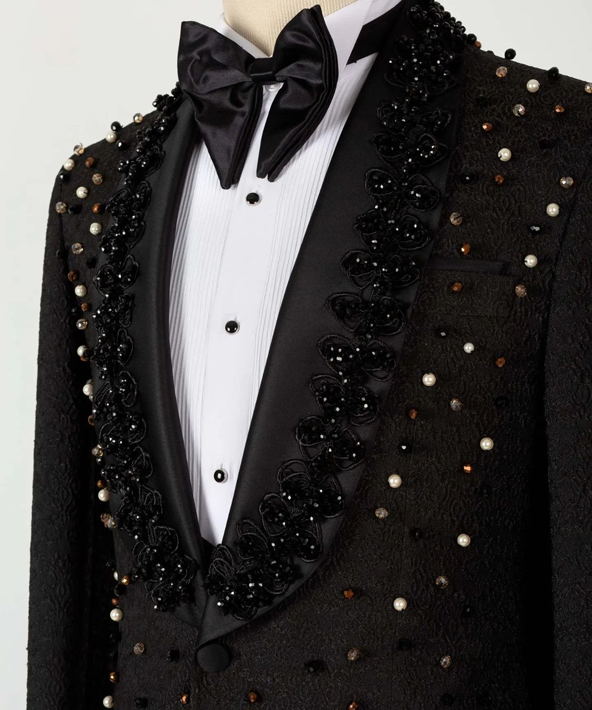 Luxury Men Tuxedos Tailor Made 2 Pieces One Button Crystal Beads Wedding Suits Formal Business Prom Party Tailored