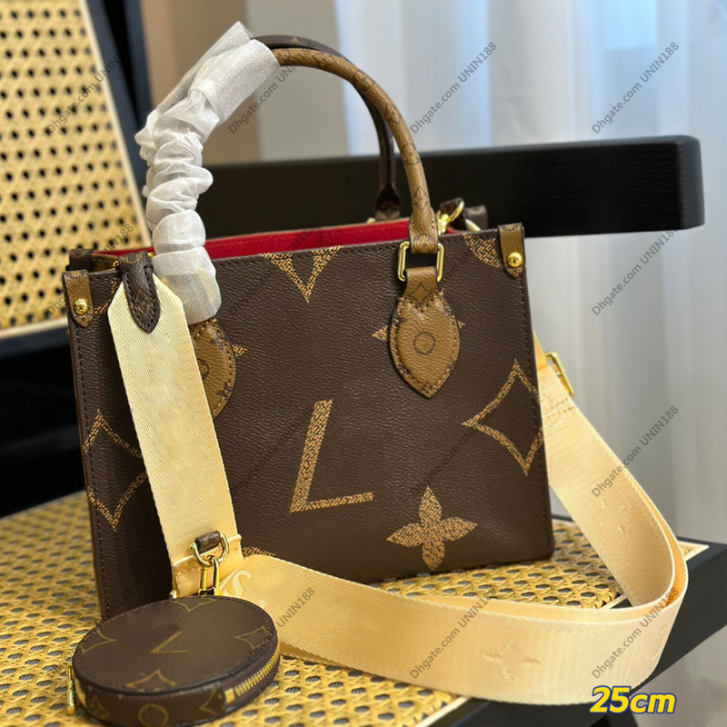 22SS Women Onthego Totes Beach Bags Handbag Shouder Crossbody Shopping Bag Luxurys Designers Messenger Ladies Travel Handbags PM 25cm With Coin Purse, Light brown and dark brown contrast
22SS Women Onthego Totes Beach Bags Handbag Shouder Crossbody Shopping Bag Luxurys Designers Messenger Ladies Travel Handbags PM 25cm With Coin Purse, Light brown and dark brown contrast