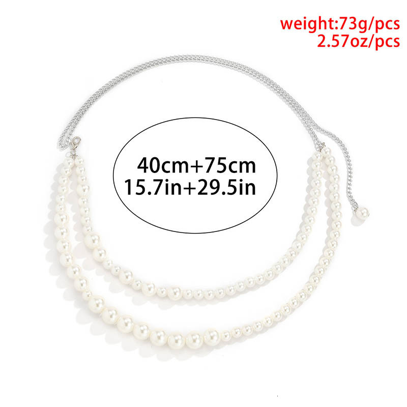 Waist Chain Belts Sexy Geometric Pearl Waist Chain For Women Double Layer Beads Chain Belt Streetwear Summer Fashion Body Jewelry 230228
