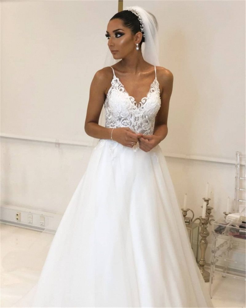 Gorgeous Wedding Boho Dresses Bridal Gown Tulle Lace Applique Ruched Pleats Sweep Train A Line Beach Country Custom Made Plus Size Vestido De Novia