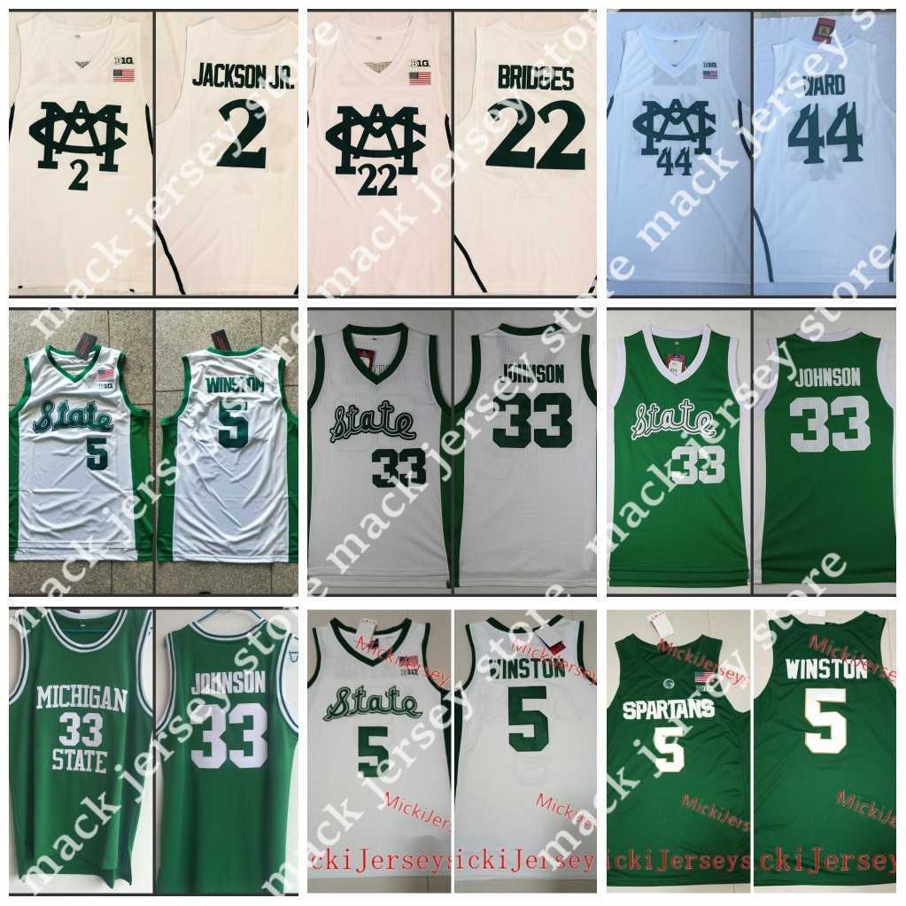2 Jaren Jackson Jr. Jersey 22 Miles Bridges Jersey 44 Nick Ward 5 Cassius Winston 33 Magic Johnson Mens 2022 NCAA Stitched College