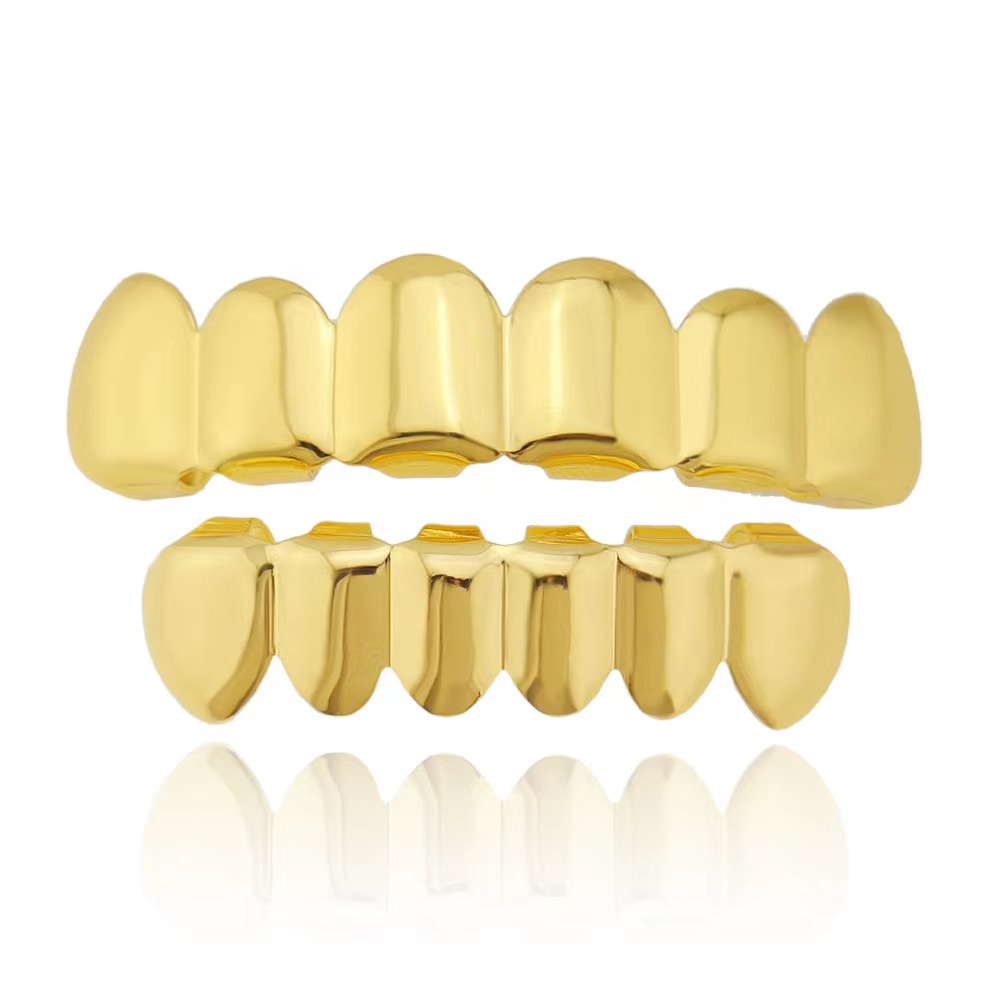 Men's and women's gold Grillz braces Fashion hip-hop jewelry 8 top braces and 6 bottom braces