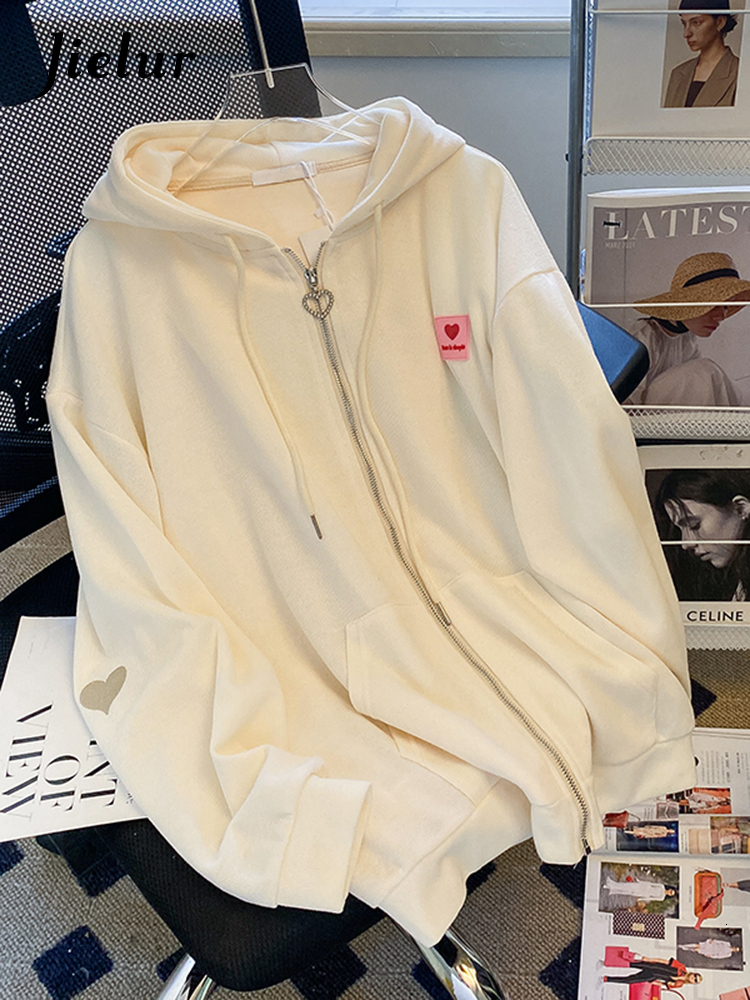 Women's Hoodies Sweatshirts Jielur Embroidered Hooded Korean Sweatshirt Cardigan Autumn Thin Coat Female Zipper Apricot Streetwear -XL 230202, Beige
Women's Hoodies Sweatshirts Jielur Embroidered Hooded Korean Sweatshirt Cardigan Autumn Thin Coat Female Zipper Apricot Streetwear -XL 230202, Beige
