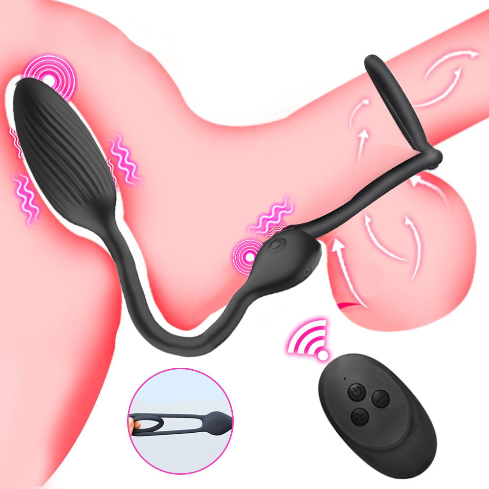 Anal Toys Anal Vibrator for Men Male Delay Ejaculation Ring Buttplug Wireless Prostate Stimulator Massager Cock Rings Sex Toy for Couples 230202