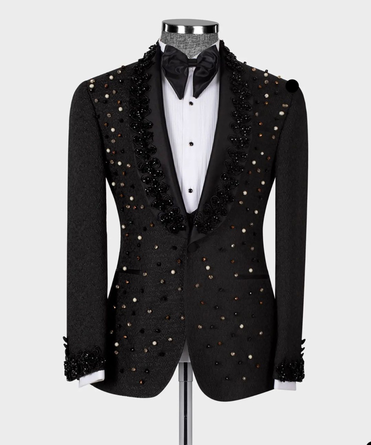 Luxury Men Tuxedos Tailor Made 2 Pieces One Button Crystal Beads Wedding Suits Formal Business Prom Party Tailored
