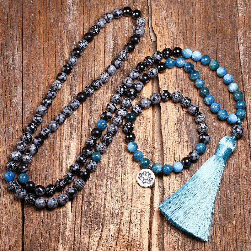 Necklace Earrings Set 8mm Natural Snowflake Obsidian Stone Beads And Apatite 108 Japamala For Women Men Bracelets Sets Meditation Jewelry, Picture shown
Necklace Earrings Set 8mm Natural Snowflake Obsidian Stone Beads And Apatite 108 Japamala For Women Men Bracelets Sets Meditation Jewelry, Picture shown