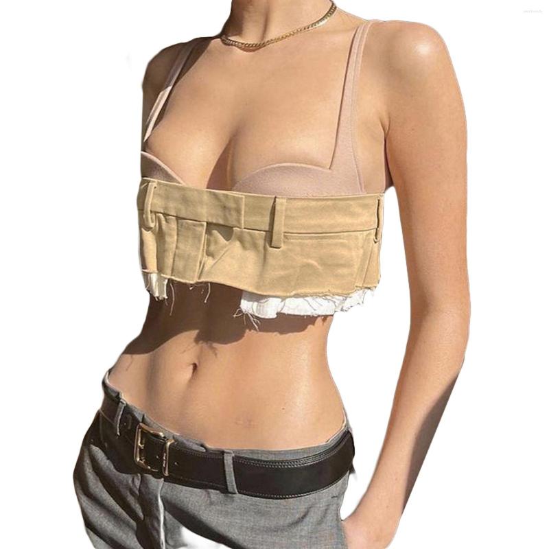 Women' Tanks Est Arrival Women Casual Crop Tops Color Contrast Sleeveless Backless Ruffled Strapless Vest, Khaki
Women' Tanks Est Arrival Women Casual Crop Tops Color Contrast Sleeveless Backless Ruffled Strapless Vest, Khaki
