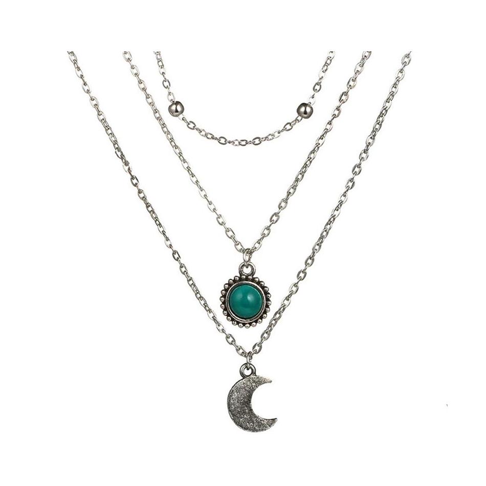 Pendant Necklaces Designed For Crossborder Jewelry Loose Stone Moon Three Mtilayer Necklace Retro Sweater Chain Inlaid Diamond Drop Dhhsv 
Pendant Necklaces Designed For Crossborder Jewelry Loose Stone Moon Three Mtilayer Necklace Retro Sweater Chain Inlaid Diamond Drop Dhhsv
