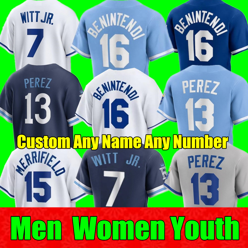 New S-4XL Custom Bobby Witt Jr. Connect Baseball jerseys Patrick Mahomes George Brett Salvador Perez MJ Melendez Whit Merrifield Royals Bo Jackson Men Women Youth