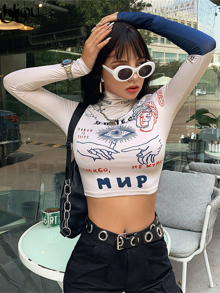 Women's T-Shirt Kliou fashion autumn t-shirt women long sleeve turtleneck crop top letters print slim shirt streetwear sexy skinny tee shirt 230203, Beige
Women's T-Shirt Kliou fashion autumn t-shirt women long sleeve turtleneck crop top letters print slim shirt streetwear sexy skinny tee shirt 230203, Beige