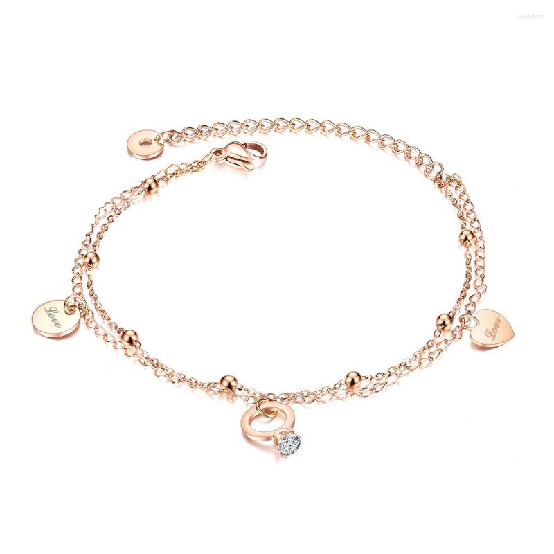 Anklets FATE LOVE Brand For Women Ladies Simple Style Foot Chains Silver Rose Gold Color Fashion Jewelry