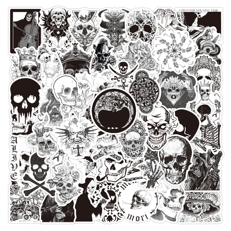 50PCS Black and white skull death Stickers Outdoor Camping Graffiti Stickers for Laptop Skateboard Motorcycle Decals, Multi colors
50PCS Black and white skull death Stickers Outdoor Camping Graffiti Stickers for Laptop Skateboard Motorcycle Decals, Multi colors