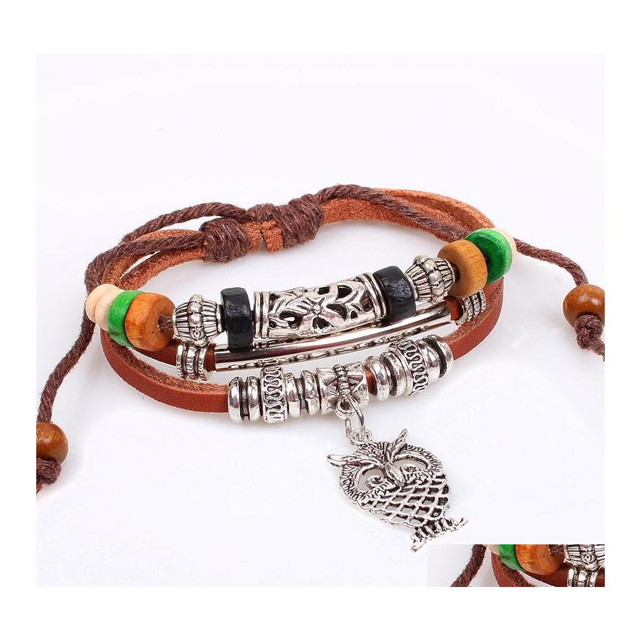 Charm Bracelets Leather Bracelet Infinity Adjustable Retro Genuine Owl Wooden Bead Chain Drop Delivery Jewelry Dhltw
Charm Bracelets Leather Bracelet Infinity Adjustable Retro Genuine Owl Wooden Bead Chain Drop Delivery Jewelry Dhltw
