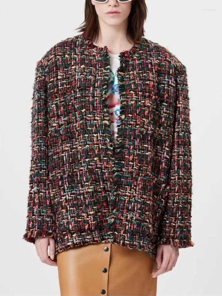 Women's Jackets Autumn Winter 2023 Women Straight Frayed Tweed Coat Female Contrast Color Long Sleeve Loose Jacket Top
Women's Jackets Autumn Winter 2023 Women Straight Frayed Tweed Coat Female Contrast Color Long Sleeve Loose Jacket Top
