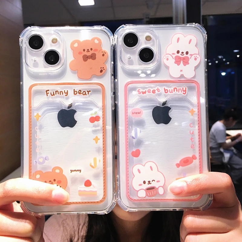 Cure Cartoon Bear Rabbit Clear Phone Case For iPhone 14 Pro Max 13 12 11 X XR XS 7 8 Plus Card Holder Wallet Shockproof Cover
Cure Cartoon Bear Rabbit Clear Phone Case For iPhone 14 Pro Max 13 12 11 X XR XS 7 8 Plus Card Holder Wallet Shockproof Cover