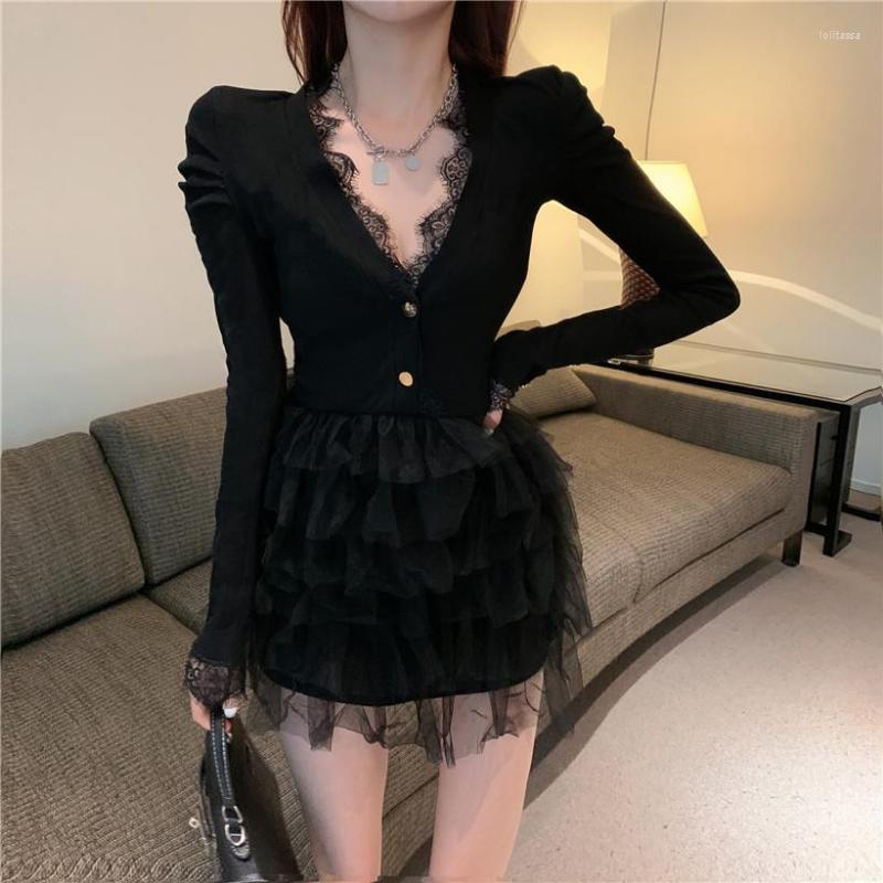 Casual Dresses Court Style French Sexy V Neck Black Lace Cake Dress Women Ruffled Waist Long Sleeve Vestidos Mujer Robe Vintage Gauze, Beige
Casual Dresses Court Style French Sexy V Neck Black Lace Cake Dress Women Ruffled Waist Long Sleeve Vestidos Mujer Robe Vintage Gauze, Beige