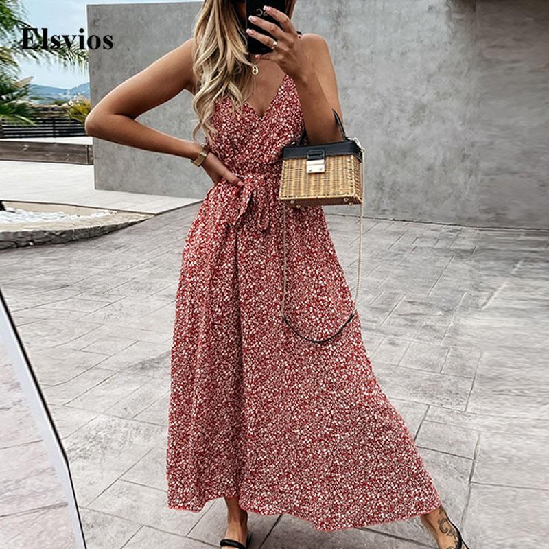 Casual Dresses Sexy Wrap V Neck Sling Long Dress Spring Floral Print Straps Maxi Party Women Summer Sleeveless Lady Beach Vestidos, 01 wine red
Casual Dresses Sexy Wrap V Neck Sling Long Dress Spring Floral Print Straps Maxi Party Women Summer Sleeveless Lady Beach Vestidos, 01 wine red
