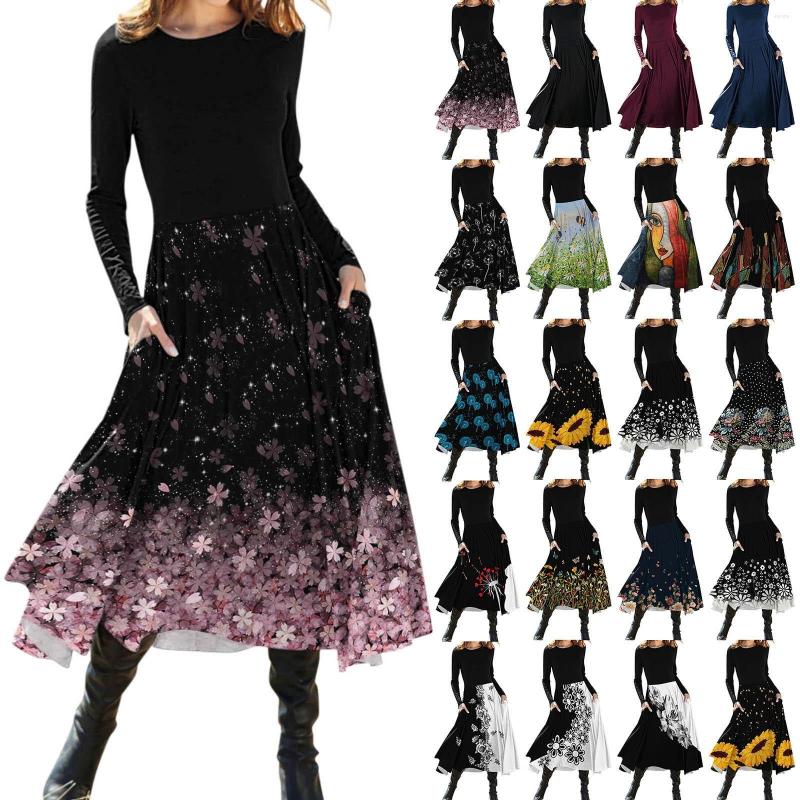 Casual Dresses Women Fashion Dress Long Sleeve O-Neck Floral Print Ladies Loose T-shirt Mid-Long Party, Pink
Casual Dresses Women Fashion Dress Long Sleeve O-Neck Floral Print Ladies Loose T-shirt Mid-Long Party, Pink
