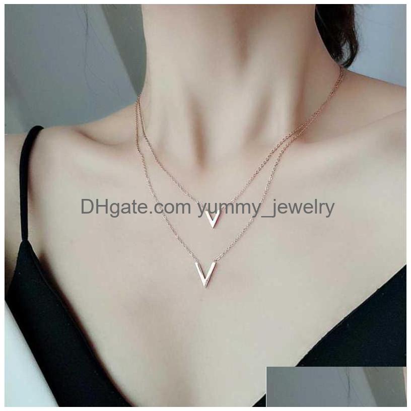 Pendant Necklaces 316L Stainless Steel 2022 Fashion Jewelry Minimalism Hipster 2 Layer V Shape Charms Chain Choker For Women Drop De Dh0Do
Pendant Necklaces 316L Stainless Steel 2022 Fashion Jewelry Minimalism Hipster 2 Layer V Shape Charms Chain Choker For Women Drop De Dh0Do