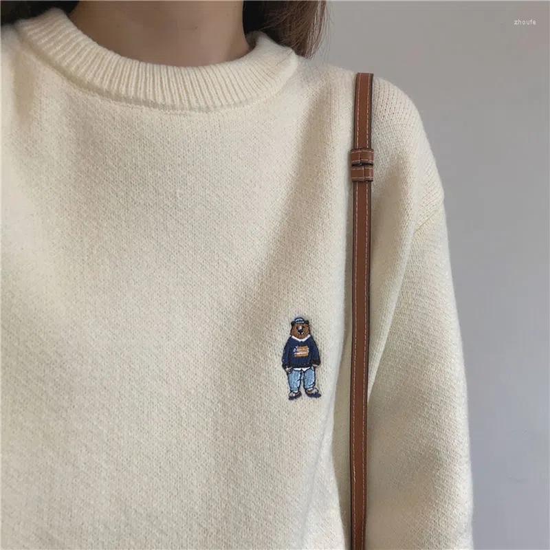 Women' Sweaters White Little Bear Embroidery O-Neck Sweater Lazy Thickening Interior Lapping Undercoat Pullover, Black
Women' Sweaters White Little Bear Embroidery O-Neck Sweater Lazy Thickening Interior Lapping Undercoat Pullover, Black