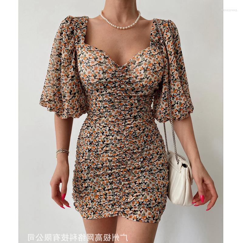 Party Dresses Women Dress Summer Floral Print Pleated Chiffon Sexy Short Sleeve V-neck Slim Pullover High Waist Irregular, Apricot
Party Dresses Women Dress Summer Floral Print Pleated Chiffon Sexy Short Sleeve V-neck Slim Pullover High Waist Irregular, Apricot
