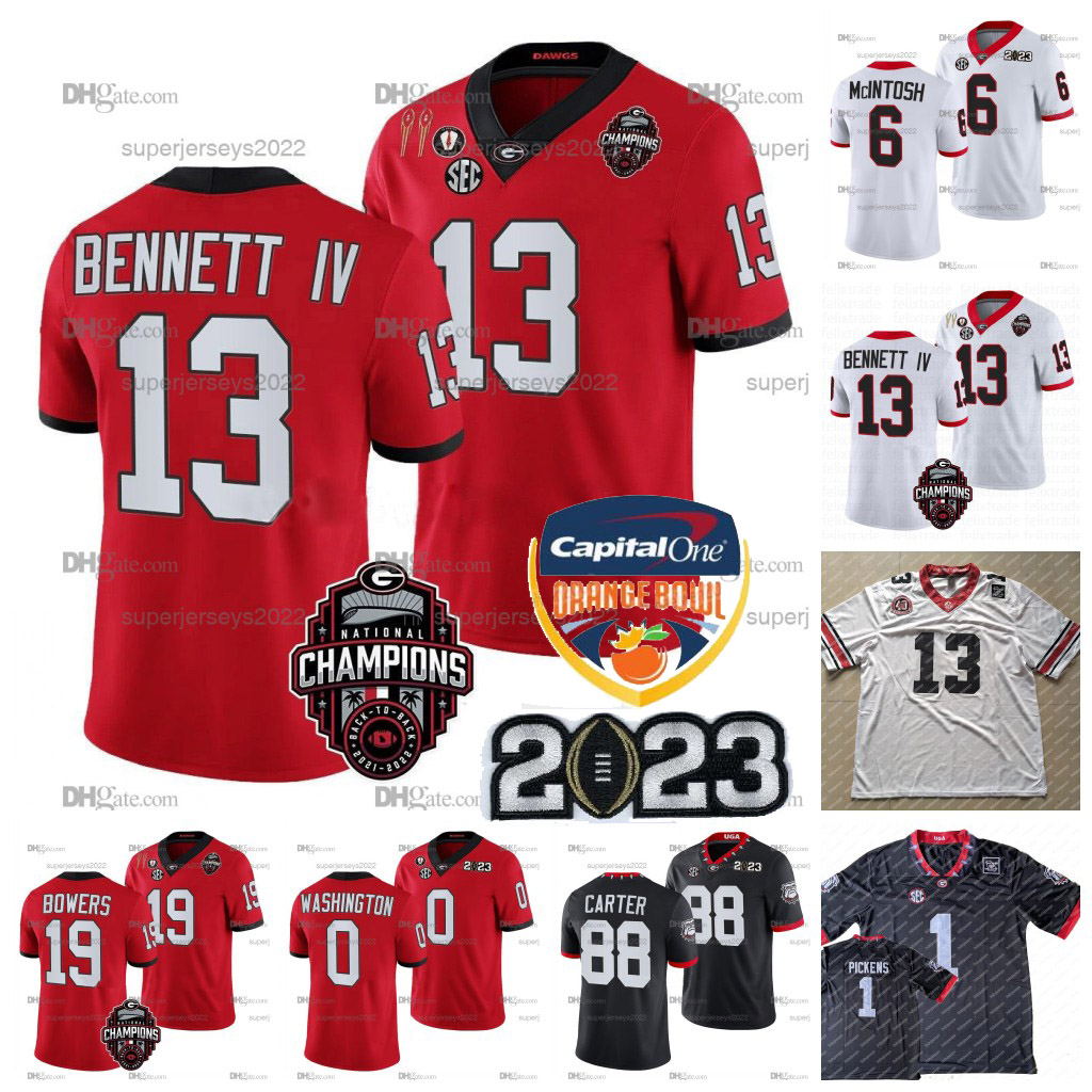 13 Stetson Bennett IV 2023 Championship Jersey Brock Bowers Kenny McIntosh Carson Beck Malaki Starks Ladd McConkey Jalen Carter Darnell Washington