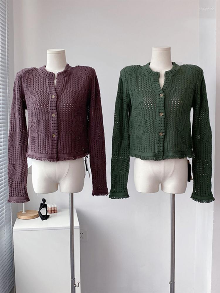 Women's Knits Women Autumn Vintage Solid Color Design Crop Knitwear Crew-neck Single Breasted Hollow Out Knit Cardigan Sweater Simple Basic, Green
Women's Knits Women Autumn Vintage Solid Color Design Crop Knitwear Crew-neck Single Breasted Hollow Out Knit Cardigan Sweater Simple Basic, Green
