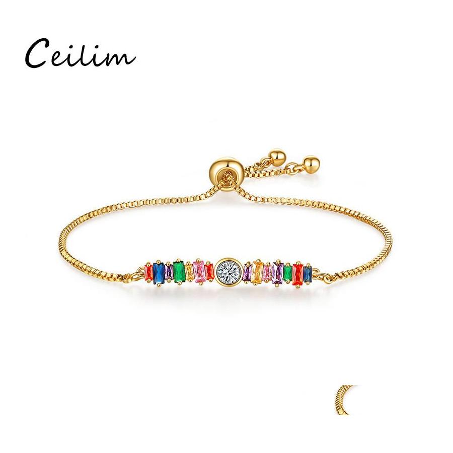 Link Chain Handmade Rainbow Bar Bracelet Crystal Girls Zircon Charm Adjustable Tennis Jewelry For Women Friendship Drop Delivery Bra Otz34
Link Chain Handmade Rainbow Bar Bracelet Crystal Girls Zircon Charm Adjustable Tennis Jewelry For Women Friendship Drop Delivery Bra Otz34