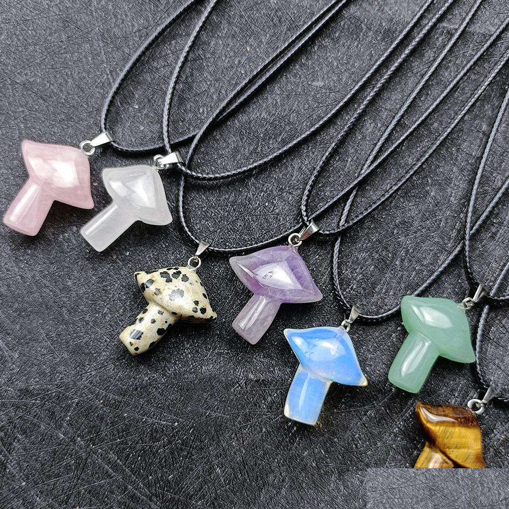 Pendant Necklaces 23X28Mm Mushroom Natural Stone Necklace Crystal Quartz Healing Energy Rope Chain For Women Gift Drop Deliv Dhgarden Dhieq
Pendant Necklaces 23X28Mm Mushroom Natural Stone Necklace Crystal Quartz Healing Energy Rope Chain For Women Gift Drop Deliv Dhgarden Dhieq