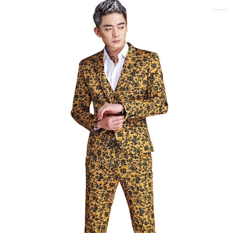 Men' Suits (Jacket Pants) Fashion Men' One Buckle Printed Yellow Slim Casual 2-piece Suit Set Banquet Prom Party Happy, Picture shown
Men' Suits (Jacket Pants) Fashion Men' One Buckle Printed Yellow Slim Casual 2-piece Suit Set Banquet Prom Party Happy, Picture shown