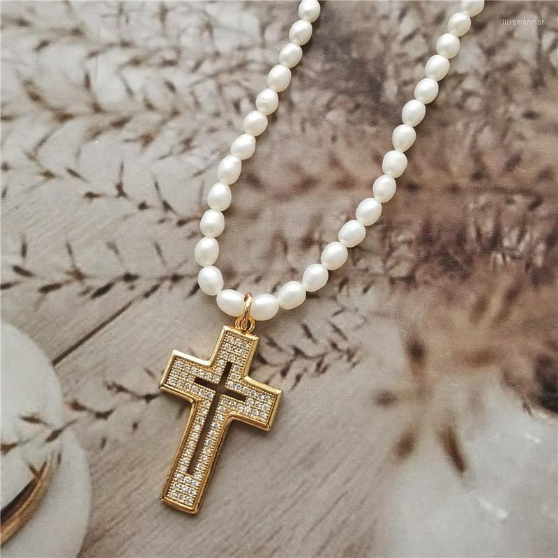 Choker Chokers Fashion Elegant Cross Micro Inlaid Zircon Pendant Freshwater Pearl Short NecklaceChokers Llis22
Choker Chokers Fashion Elegant Cross Micro Inlaid Zircon Pendant Freshwater Pearl Short NecklaceChokers Llis22