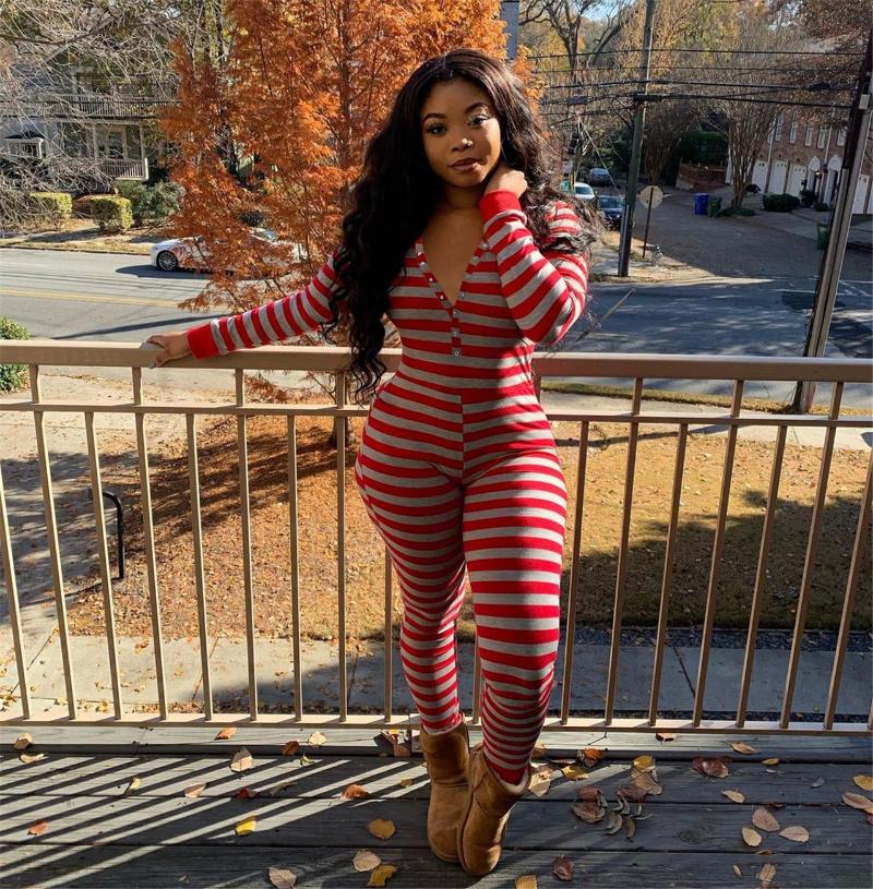 Women' Jumpsuits & Rompers Fashion Women Striped V-neck Buttons Up Sexy Romper Long Sleeve Autumn Pattern Print Sleepwear Back Flap Pajamas, Black
Women' Jumpsuits & Rompers Fashion Women Striped V-neck Buttons Up Sexy Romper Long Sleeve Autumn Pattern Print Sleepwear Back Flap Pajamas, Black